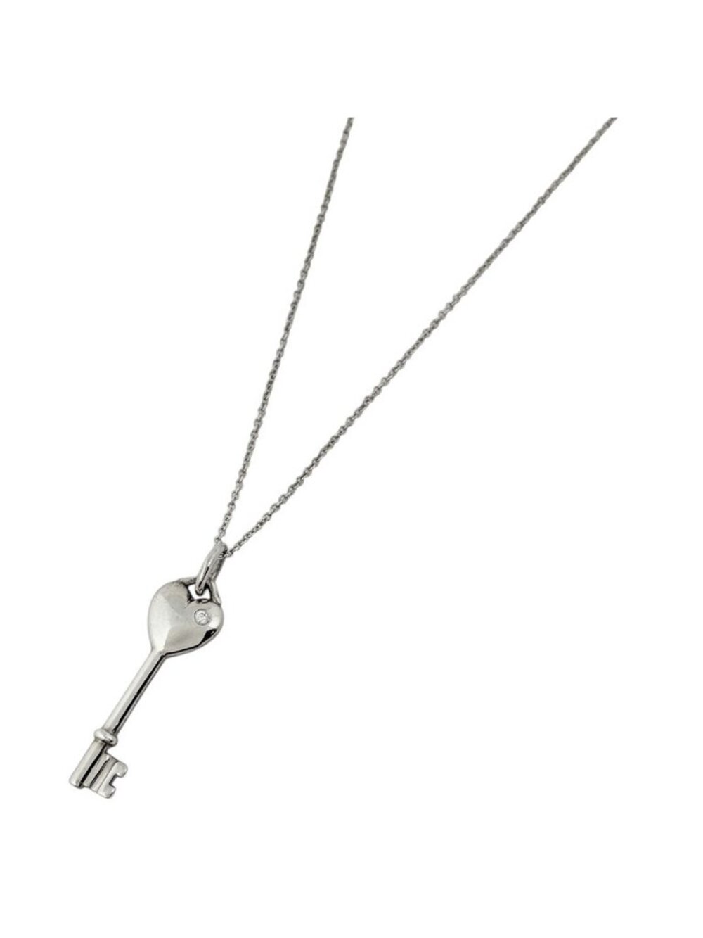 Tiffany & Co Necklace Heart Key 925 Sterling Silver Diamond